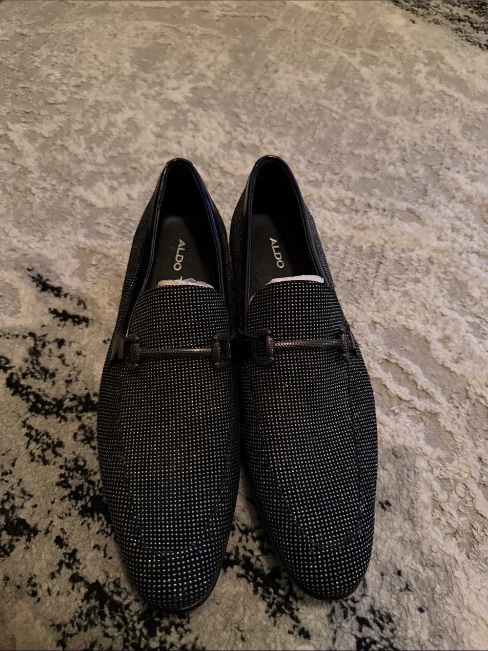 Aldo Black Micro-Studded Slip-On Loafers